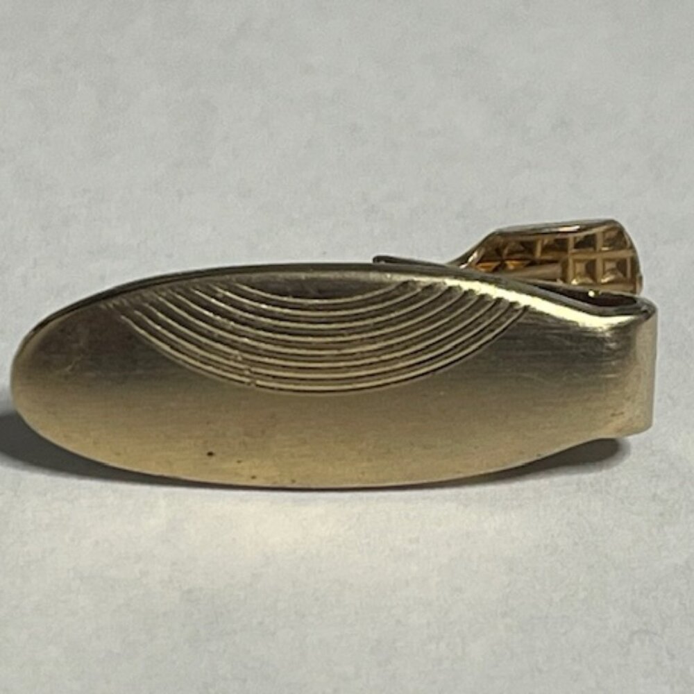 VTG Retro Modernist Grooves Design Tie Clip Bar Gold Tone Casual or Formal 1.2"